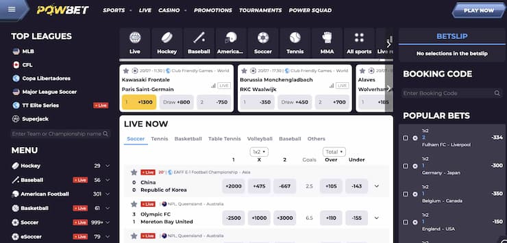 Powbet home page