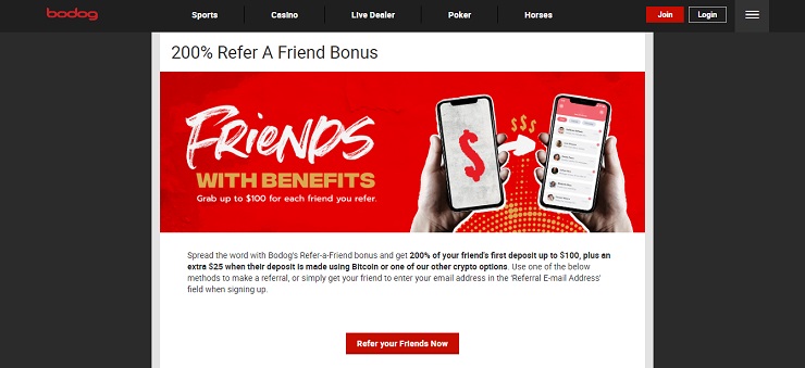 Bodog Refer a Friend Bonus
