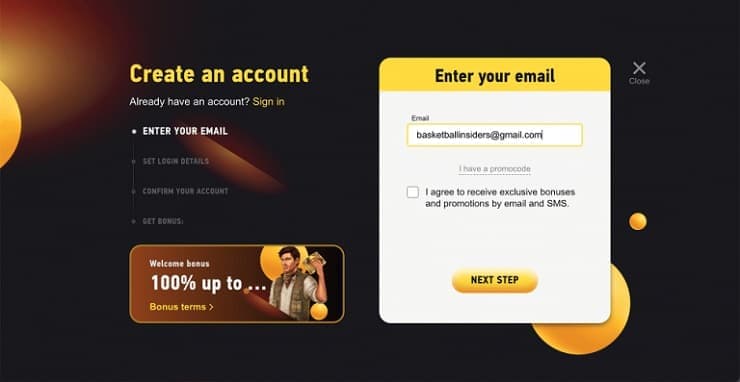 Fezbet account sign up form