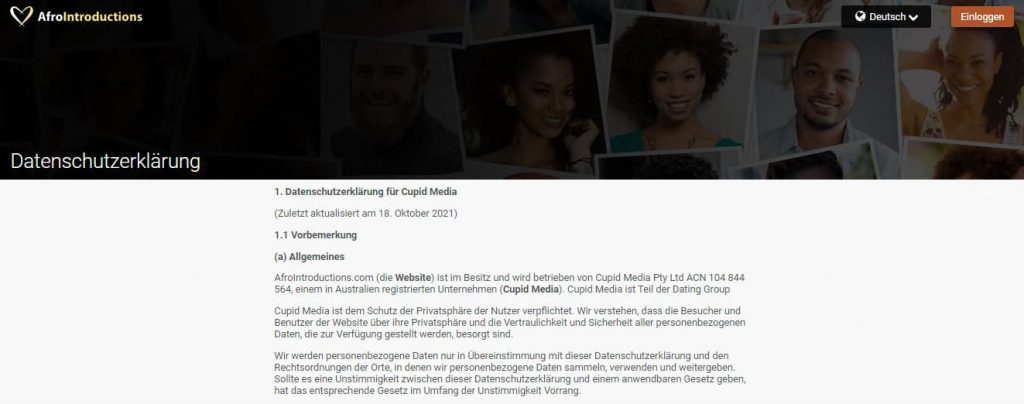 AfroIntroductions Privatsphäre