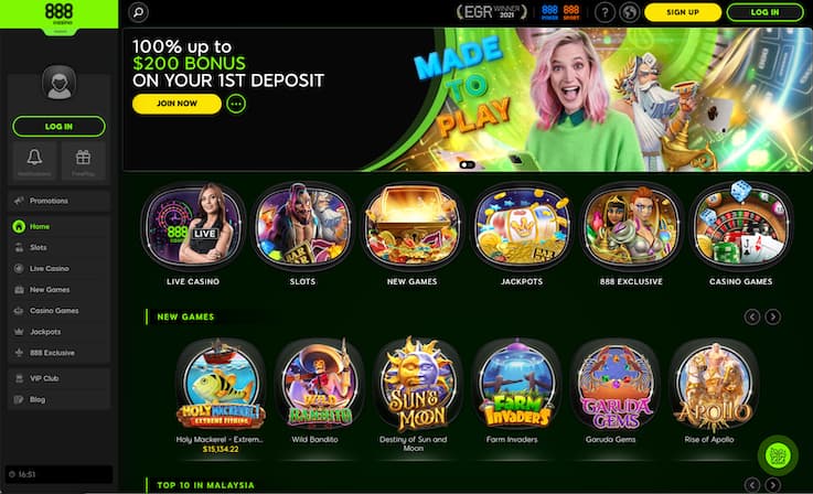 888 casino home page