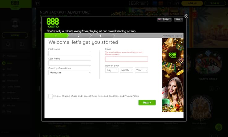 888 casino registration