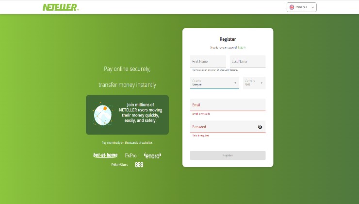 Registering for an e-wallet account with Neteller