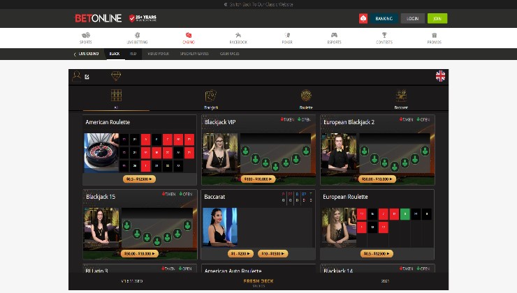 BetOnline casino site