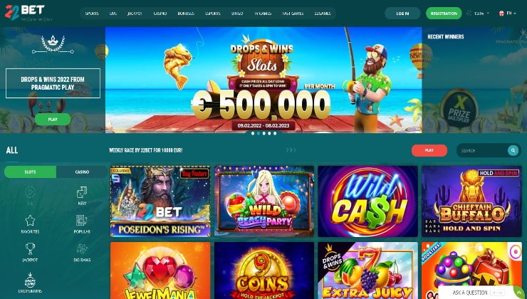 22Bet online casino slots UAE