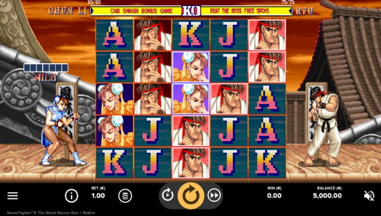 Street Fighter II branded slot game from Netent