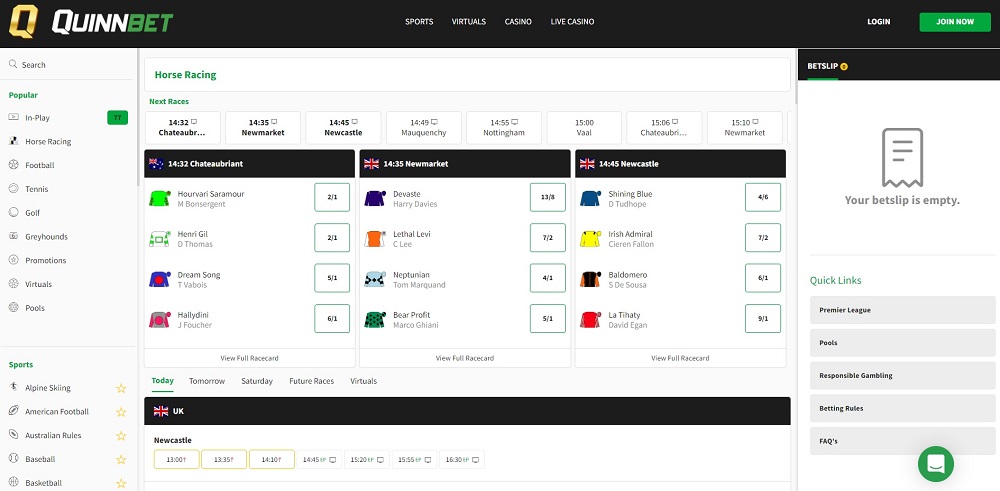 QuinnBet horse racing betting sites