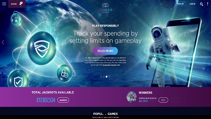 Genesis Casino homepage