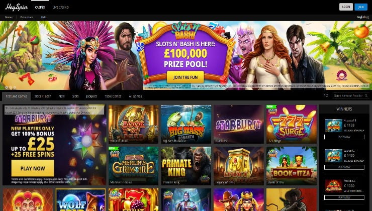 HeySpin Casino Games