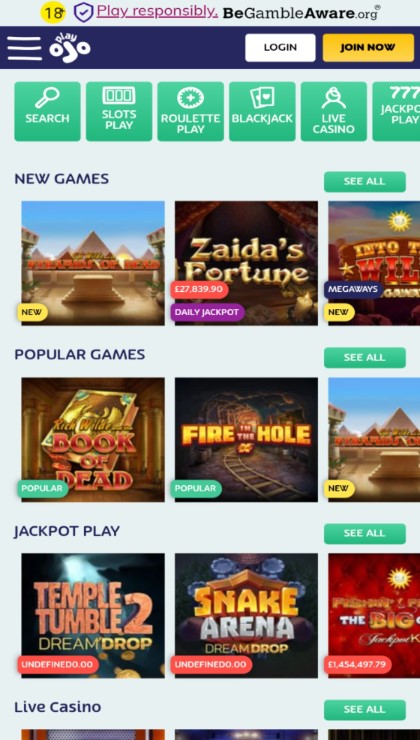 The PlayOJO casino app