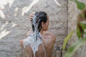 outdoor shower woman