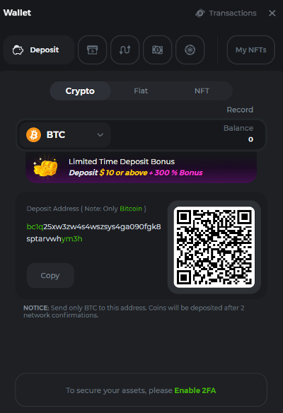 BC Game bonus code - Wallet