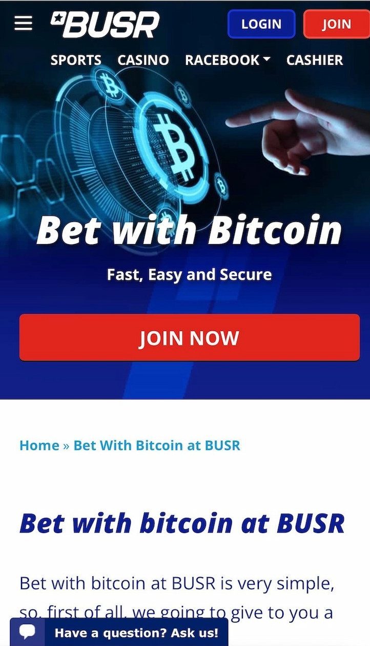 BUSR Mobile Betting App homepage