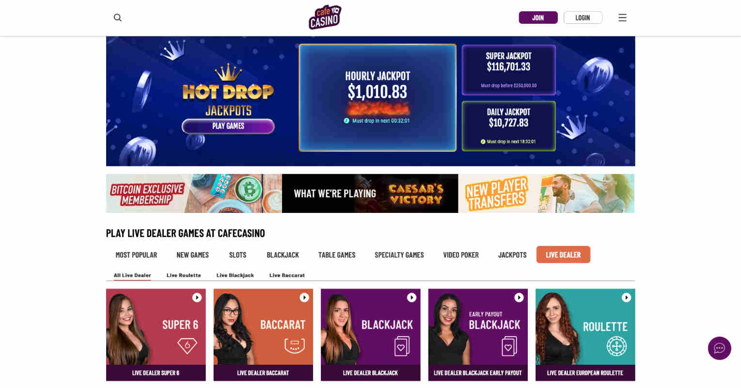 Cafe Casino Live Dealer Games