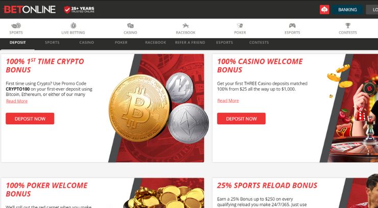 BetOnline Crypto bonus page