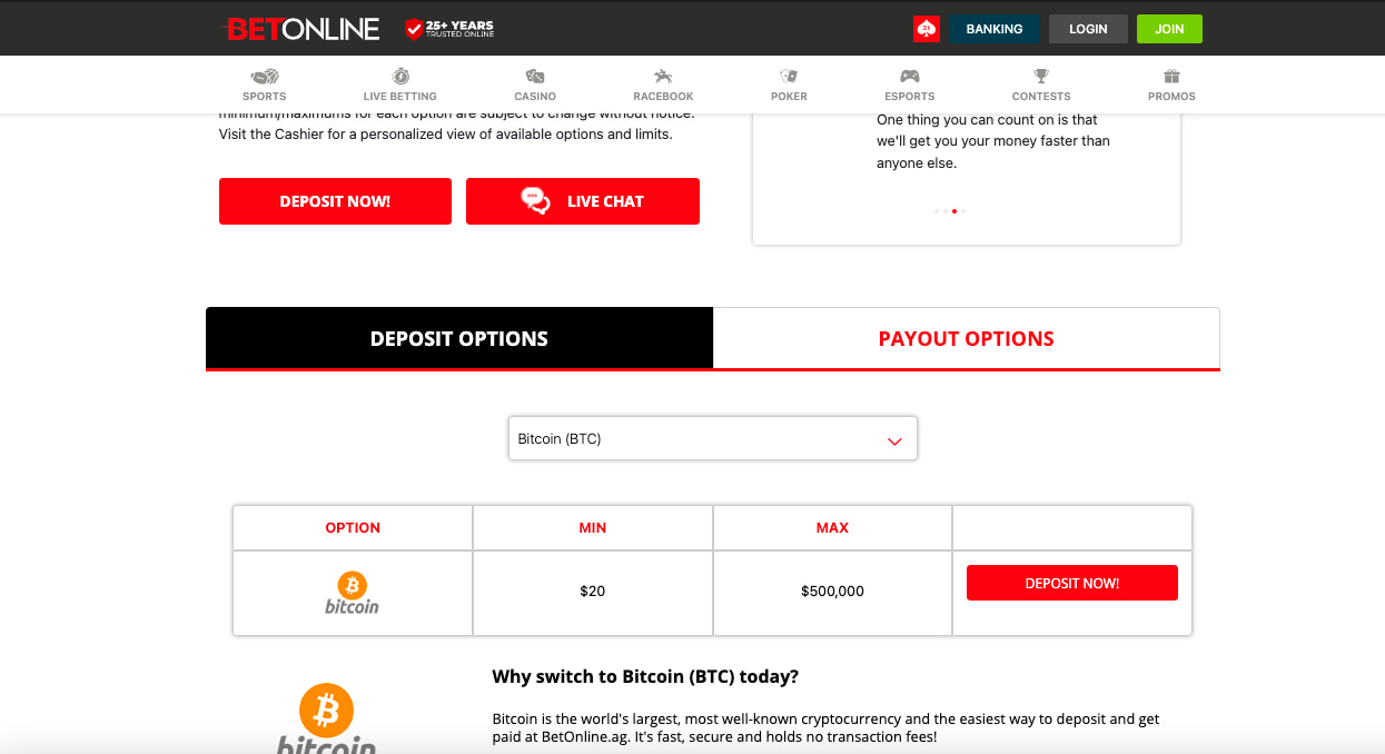 BetOnline WI banking methods step 3