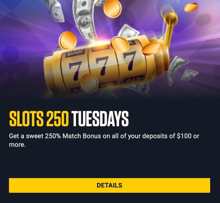 BetUS Casino Slots 250 Tuesdays Bonus