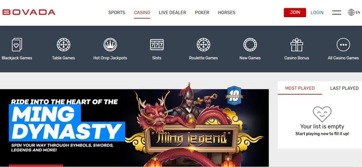 Bovada homepage- best gambling sites US