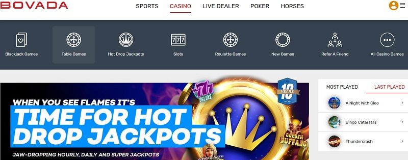 Nevada Bovada Casino Homepage