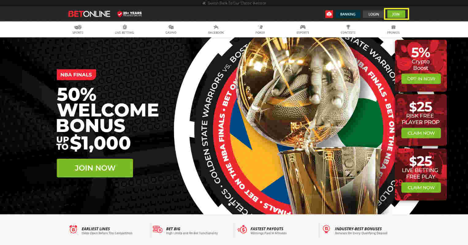 Free Bets Casino Registration Step 1