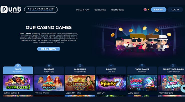 Punt Casino game selection