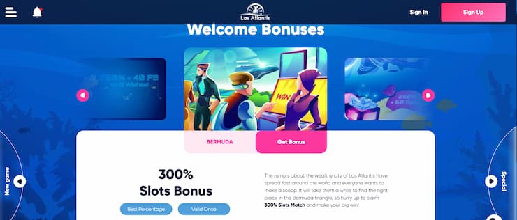 las atlantis bonus codes - 300% slots