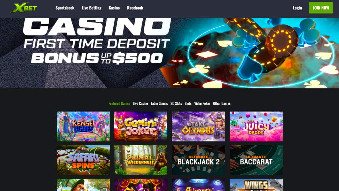 XBet featured casino games US