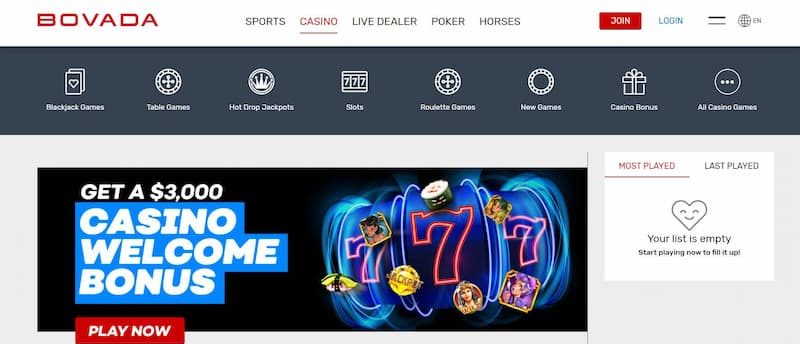 bovada casino homepage