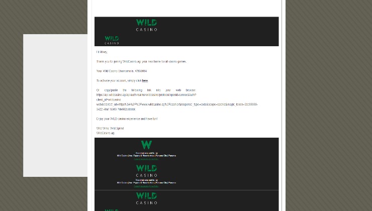 Wild Casino account verification