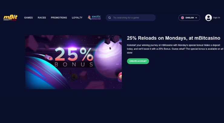 mBit Casino reload bonus