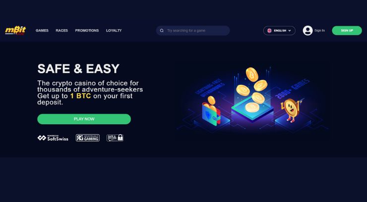 mBit casino sign up page