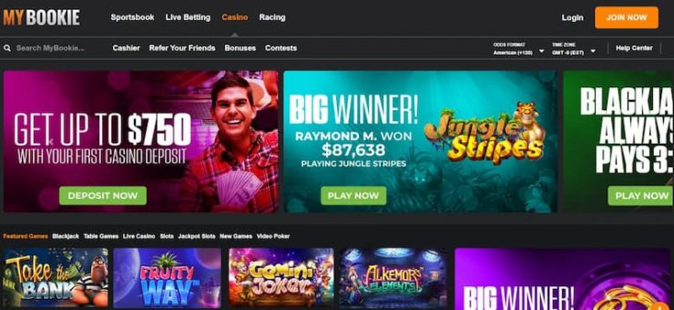 MyBookie Online Casino homepage