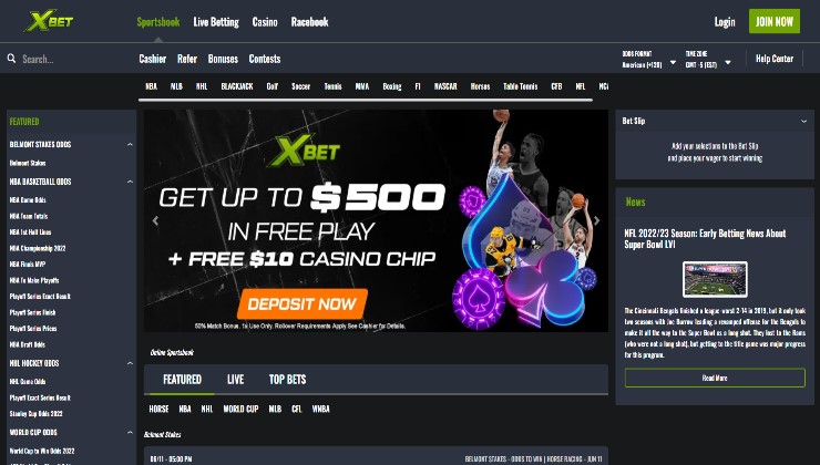 The offshore XBet sportsbook website