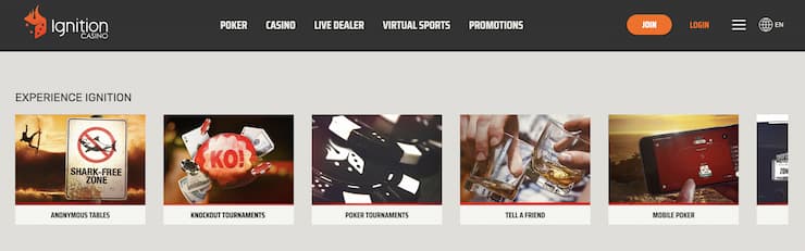 Ignition homepage - Best real money poker platforms in the US 