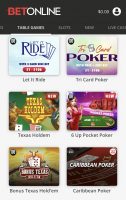 BetOnline mobile poker games