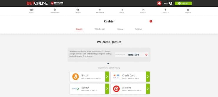 BetOnline Online Poker Cashier