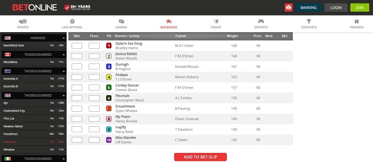 BetOnline Horse Race