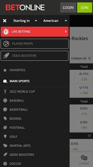 BetOnline Mobile Betting App Sports