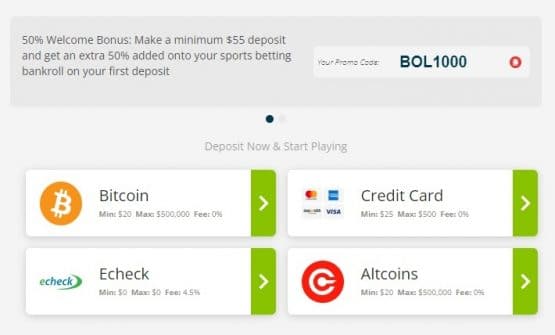 BetOnline deposit and bonus