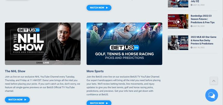 Getting tennis picks at BetUS TV