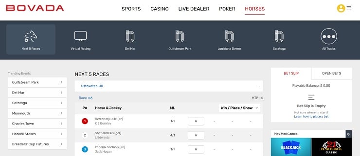 Bovada Horse Racing Betting