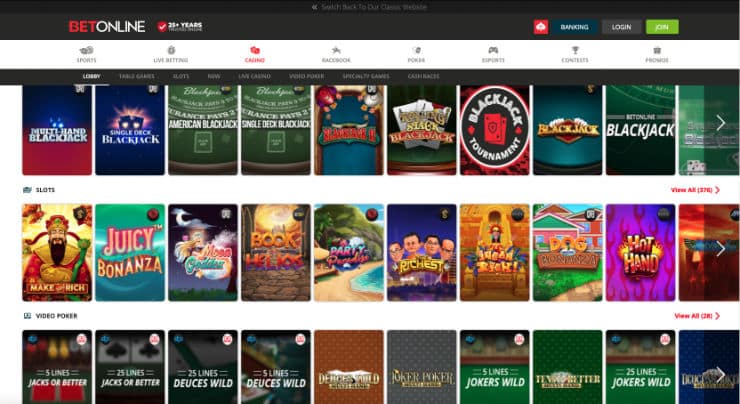 Casino Games at BetOnline