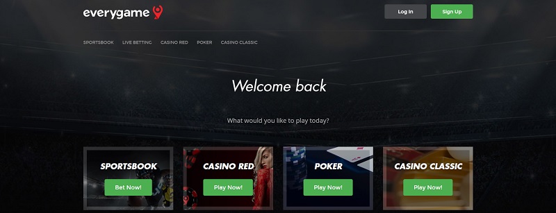 Everygame Online Gambling Site Homepage