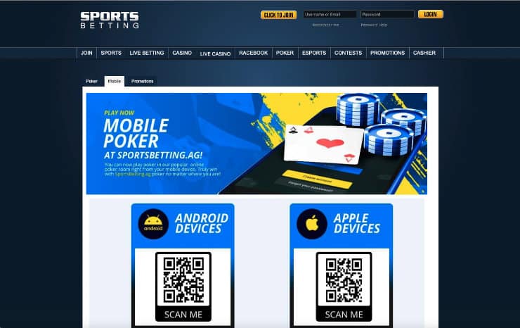 Mobile App at SportsBetting Casino