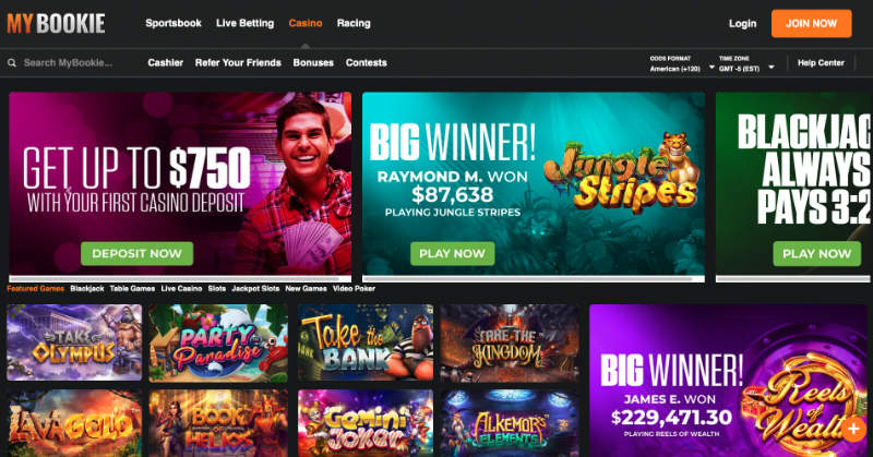 MyBookie Online Casino Homepage