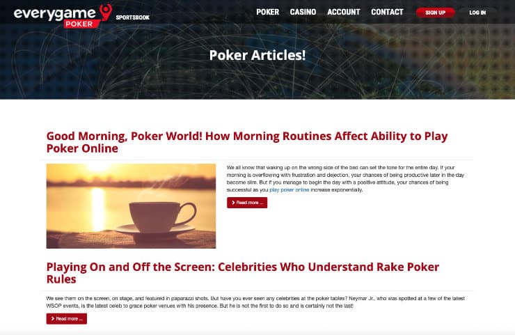 Poker Articles at Everygame Casino