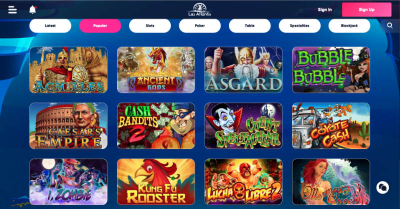 Las Atlantis Online Casino Homepage