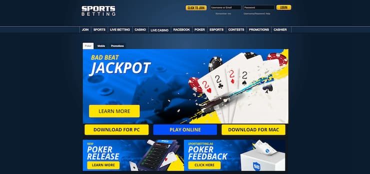 SportsBetting.ag Online Poker Homepage
