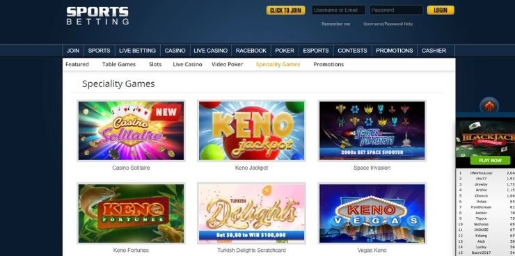 Sportsbetting.ag Online Casino Lottery-Style Games