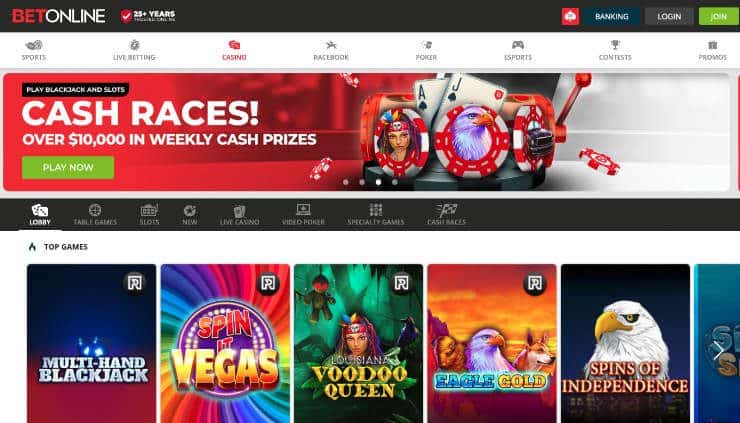 Top Games at BetOnline Casino